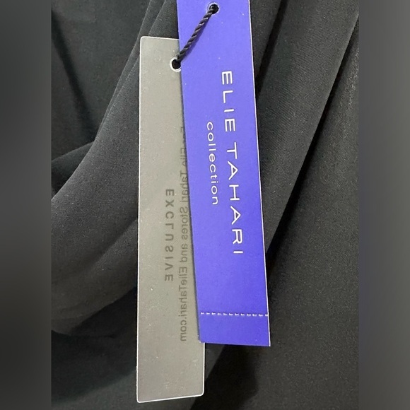 NWT Elie Tahari Silk Georgette Halter Top Medium Cowl Neck Navy Blue Chic - Picture 7 of 12